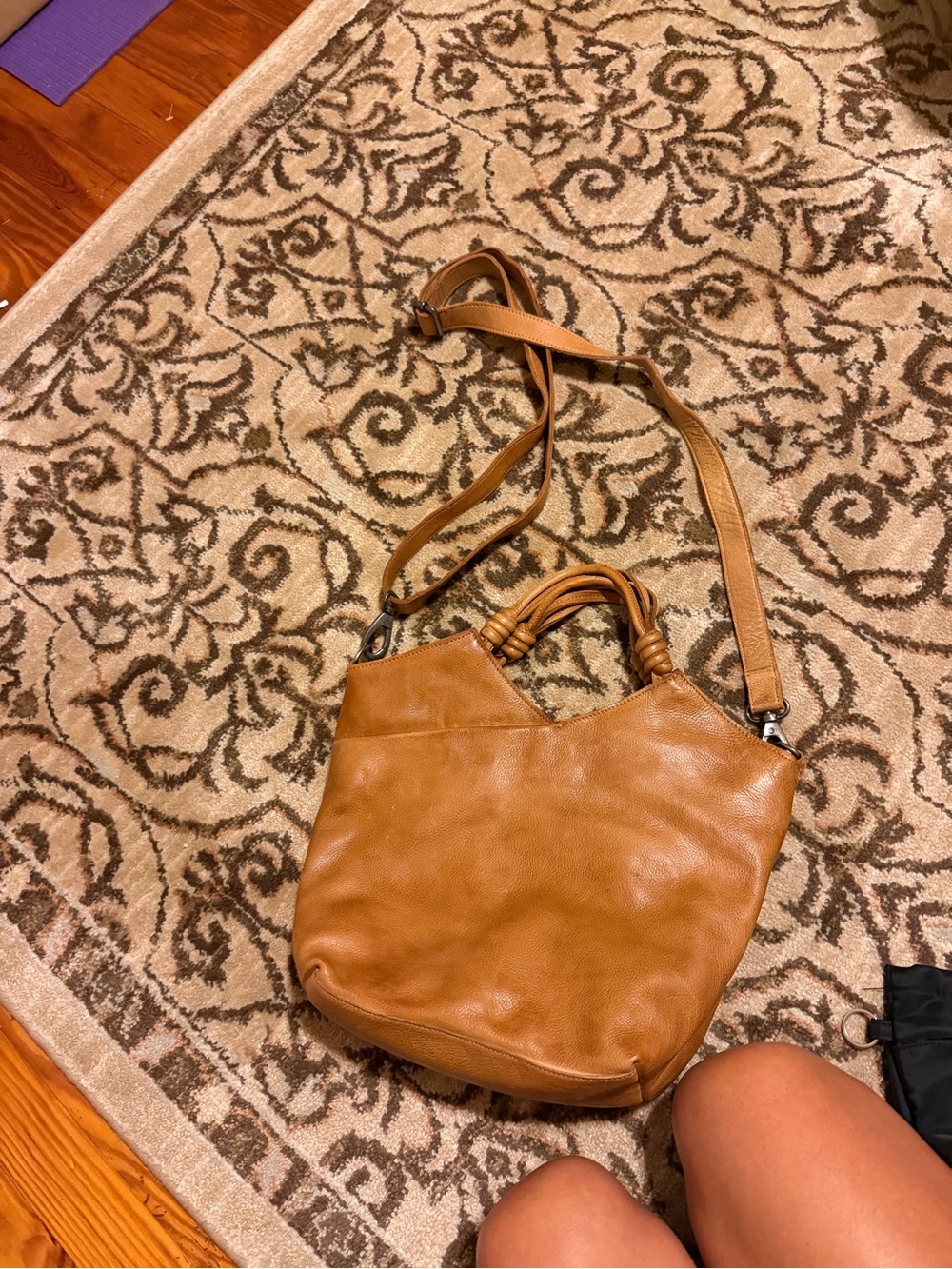 latico Tan Leather Crossbody with Braided Handles